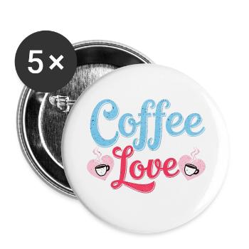 Kaffee-Liebe - Buttons groß 56 mm (5er Pack) - Weiß - Vorne