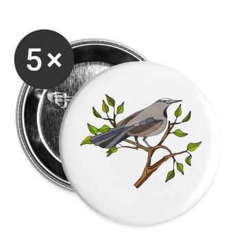 Bunter Vogel - Buttons groß 56 mm (5er Pack) - Weiß - Vorne