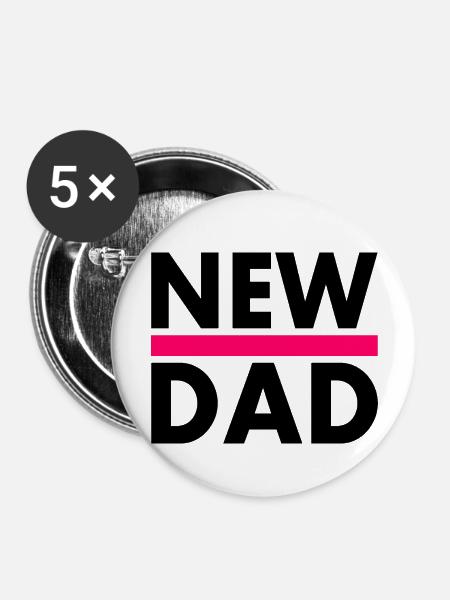 New dad - Buttons groß 56 mm (5er Pack) - Weiß