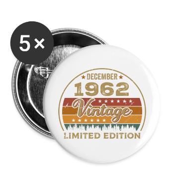 Geburtstag Dezember 1962 Geschenk Dezember 1962 - Buttons groß 56 mm (5er Pack) - Weiß - Vorne