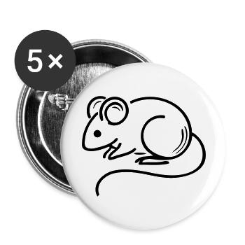 Souris - Lot de 5 grands badges (56 mm) - blanc - Devant