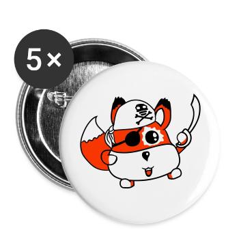 Little Cute Fox Pirate Animal Saber Eye Patch - Buttons large 2.2''/56 mm (5-pack) - white - Front