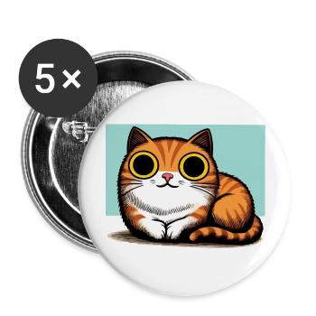 Süße Katze mit großen Augen - Buttons groß 56 mm (5er Pack) - Weiß - Vorne