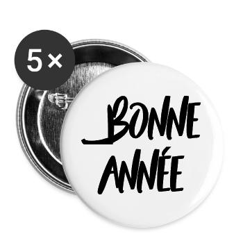 HAPPY NEW YEAR. NEW YEAR'S EVE. NEW YEAR - Buttons large 2.2''/56 mm (5-pack) - white - Front