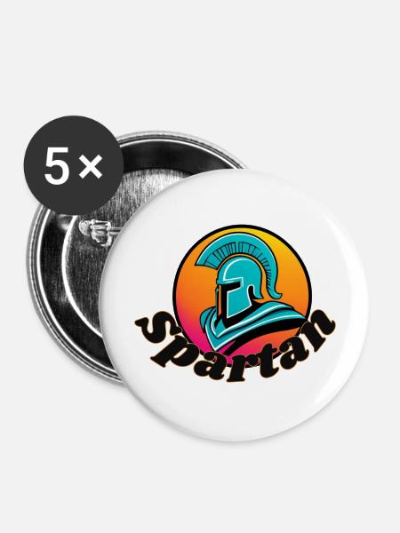 Spartan - Buttons groß 56 mm (5er Pack) - Weiß