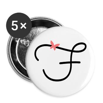 Letter F Butterfly Letter - Buttons large 2.2''/56 mm (5-pack) - white - Front