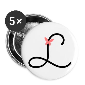Buchstabe L Schmetterlingsbuchstabe - Buttons groß 56 mm (5er Pack) - Weiß - Vorne