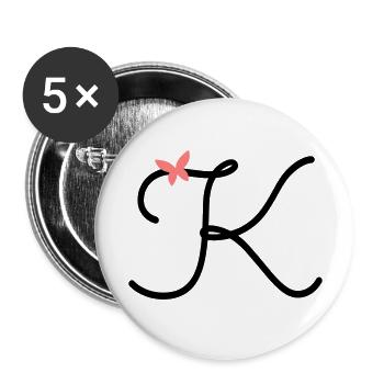 Letter K Butterfly Letter - Buttons large 2.2''/56 mm (5-pack) - white - Front