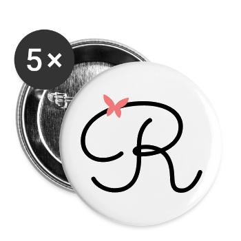 Buchstabe R Schmetterlingsbuchstabe - Buttons groß 56 mm (5er Pack) - Weiß - Vorne