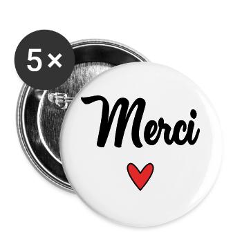 THANK YOU. THANKS. THANK YOU. ANNIVERSARY. BIRTH. - Buttons large 2.2''/56 mm (5-pack) - white - Front
