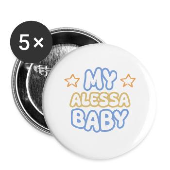 First name Alessa - Buttons large 2.2''/56 mm (5-pack) - white - Front
