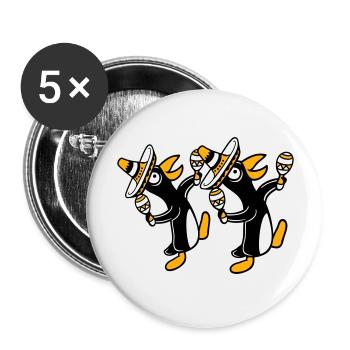 2 Pingouins Hochets Fête Mexique Culture Chapeaux Équipe - Lot de 5 grands badges (56 mm) - blanc - Devant