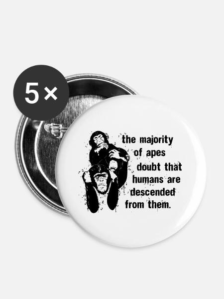 The Majority of Apes Doubt - Buttons groß 56 mm (5er Pack) - Weiß