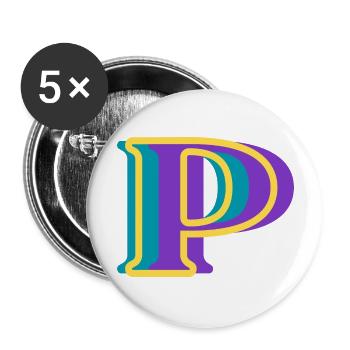 Multicolored letter p - Buttons large 2.2''/56 mm (5-pack) - white - Front