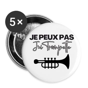 I can't I have trumpet trumpet player - Buttons large 2.2''/56 mm (5-pack) - white - Front