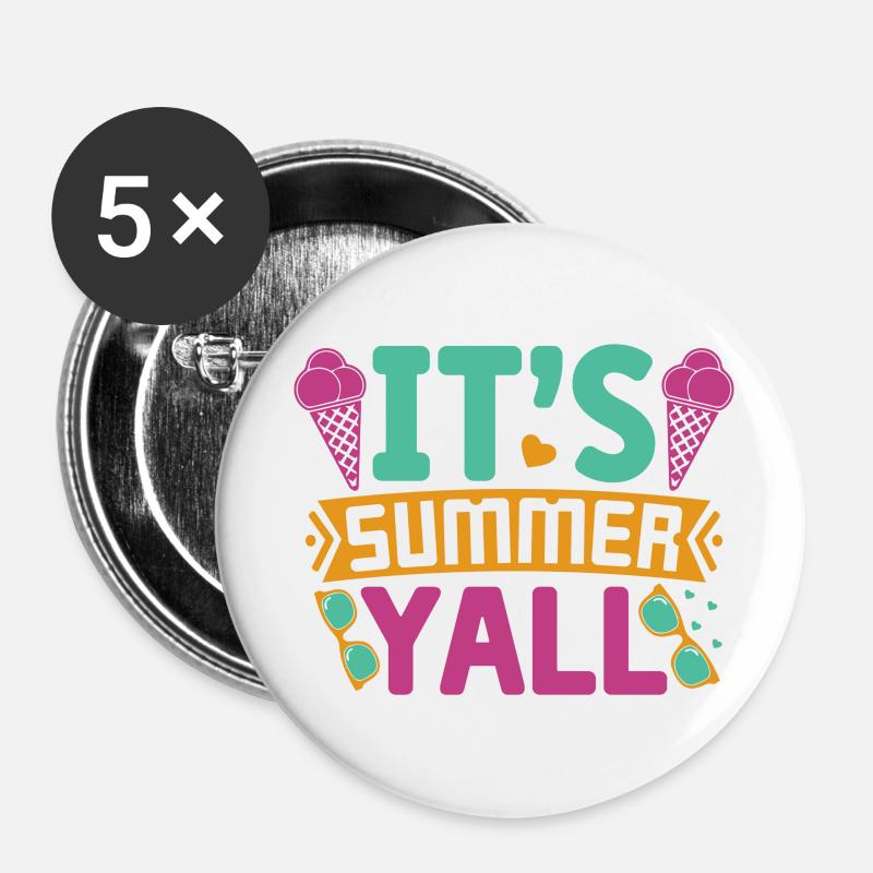 Its Summer Yall - Buttons large 2.2''/56 mm (5-pack) - white