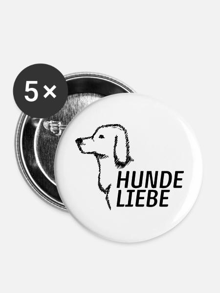 Hundeliebe, schwarz - Buttons groß 56 mm (5er Pack) - Weiß