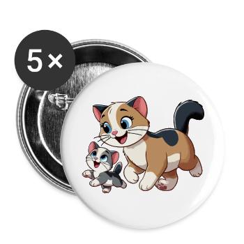 Englisch Kurzhaar Mutter und Kind - Buttons groß 56 mm (5er Pack) - Weiß - Vorne