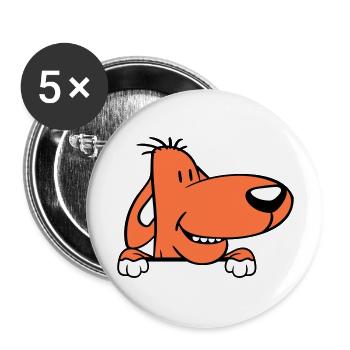 Dog Behind Wall Fence Sign Peeps Funny Naughty - Buttons large 2.2''/56 mm (5-pack) - white - Front