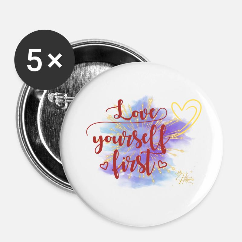Loveyourself - Buttons large 2.2''/56 mm (5-pack) - white
