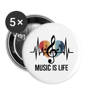 Music is Life clef outfit music fans and - Buttons large 2.2''/56 mm (5-pack) - white - Front