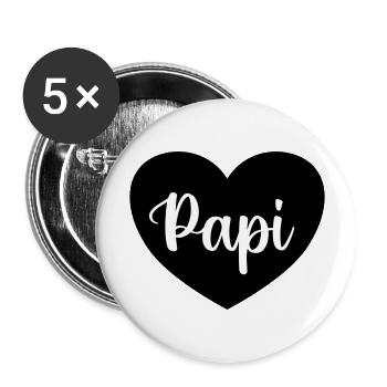 Papa Papi Vater Tochter Sohn Vatertag Männer Shirt - Buttons groß 56 mm (5er Pack) - Weiß - Vorne
