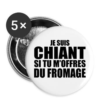 Homme qui adore : Fromage. Design Drôle Humour - Lot de 5 grands badges (56 mm) - blanc - Devant