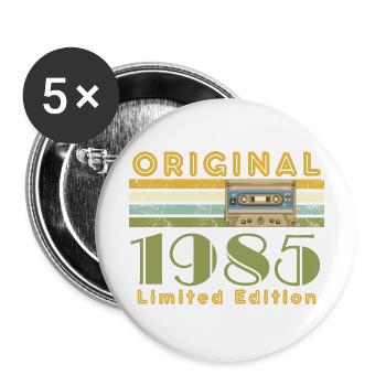 40.Geburtstag Original 1985 Limited Edition Retro - Buttons groß 56 mm (5er Pack) - Weiß - Vorne