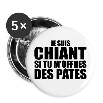 Man Who Loves: Pasta. Funny Design Humor - Buttons large 2.2''/56 mm (5-pack) - white - Front