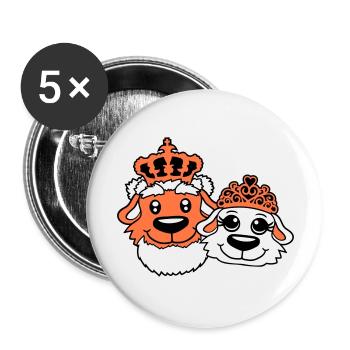 Two Dogs Crown King Queen Ruler Majesty - Buttons large 2.2''/56 mm (5-pack) - white - Front