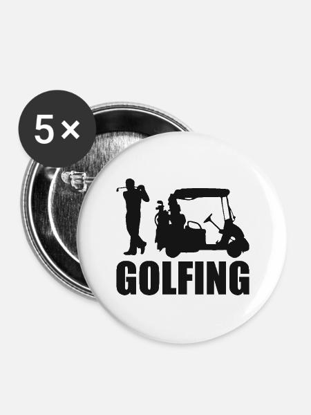 Golfing Golf Spruch Golfspieler - Buttons groß 56 mm (5er Pack) - Weiß