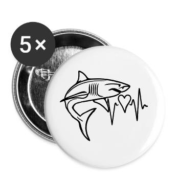 Hai-Liebe – Herzschlag des Ozeans - Buttons groß 56 mm (5er Pack) - Weiß - Vorne
