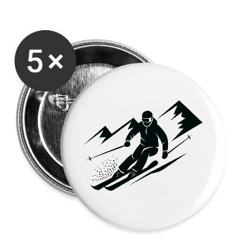 Skiers Ski Winter Winter Holiday Winter sports - Buttons large 2.2''/56 mm (5-pack) - white - Front