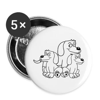 Three Dogs Family Child Mother Father Dad Mom Sweet - Buttons large 2.2''/56 mm (5-pack) - white - Front