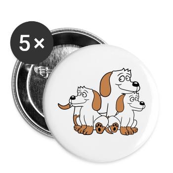 Three Dogs Family Child Mother Father Dad Mom Sweet - Buttons large 2.2''/56 mm (5-pack) - white - Front