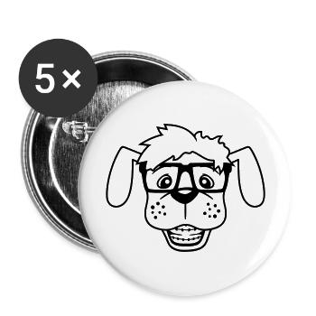 Dog Nerd Hornglasses Geek Braces Smart Funny - Buttons large 2.2''/56 mm (5-pack) - white - Front