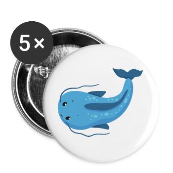 Poisson-chat distinctif - Lot de 5 grands badges (56 mm) - blanc - Devant