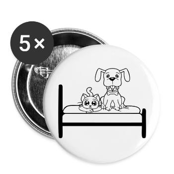 Lit pour chien Chat Deux amis Équipe Chaton 2 Équipage - Lot de 5 grands badges (56 mm) - blanc - Devant