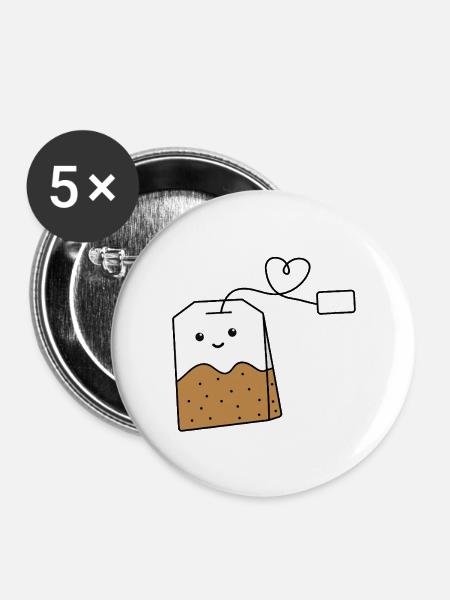 Kawaii Teebeutel - Buttons groß 56 mm (5er Pack) - Weiß