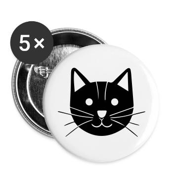 Katzen Kopf Icon - Buttons groß 56 mm (5er Pack) - Weiß - Vorne