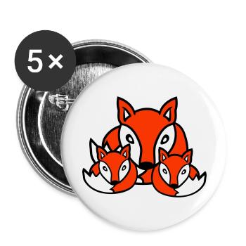 3 Renards Amis Famille Trois Enfants Équipe Mignon - Lot de 5 grands badges (56 mm) - blanc - Devant