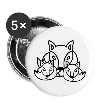 3 Renards Amis Famille Trois Enfants Équipe Mignon - Lot de 5 grands badges (56 mm) - blanc - Devant