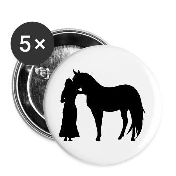 Frau mit Pferd - Buttons groß 56 mm (5er Pack) - Weiß - Vorne