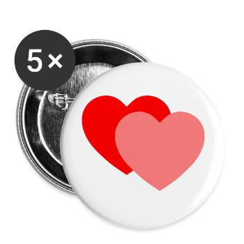 2 Hearts - Buttons large 2.2''/56 mm (5-pack) - white - Front