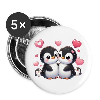 LovingPinguinsWithKids - Buttons groß 56 mm (5er Pack) - Weiß - Vorne