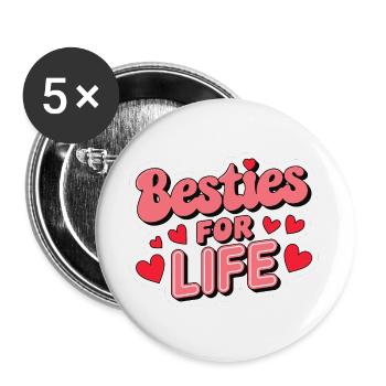 besties for life Galentine's Day 2026 - Buttons large 2.2''/56 mm (5-pack) - white - Front