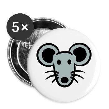 Maus Mäuschen Süße Kleine Ratte Nager Freundlich - Buttons groß 56 mm (5er Pack) - Weiß - Vorne