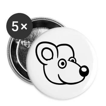 Maus Mäuschen Süße Kleine Ratte Nager Freundlich - Buttons groß 56 mm (5er Pack) - Weiß - Vorne