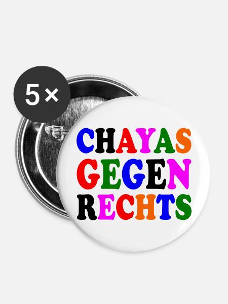 chayas gegen rechts - Buttons groß 56 mm (5er Pack) - Weiß