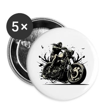 Motorcycle, V2, Retro Motorcycle - Buttons groß 56 mm (5er Pack) - Weiß - Vorne